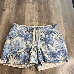 Men’s Reversible Blue Palm Print / Khaki Shorts